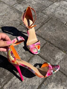 Target Mossimo floral ankle strap heels